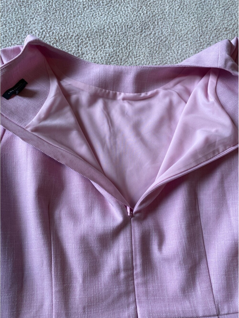 Ann Taylor Pastel Pink Slub Weave Dress Women's Petite 8P Cool Fabric LINED - Picture 7 of 10